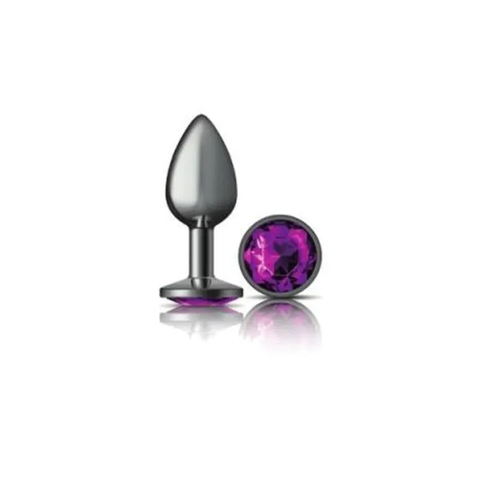 Cheeky Charms Anal Cheeky Charms Gunmetal Round Butt Plug w Purple Jewel Small Cheeky Charms Anal Cheeky Charms Gunmetal Round Butt Plug w Purple Jewel Small