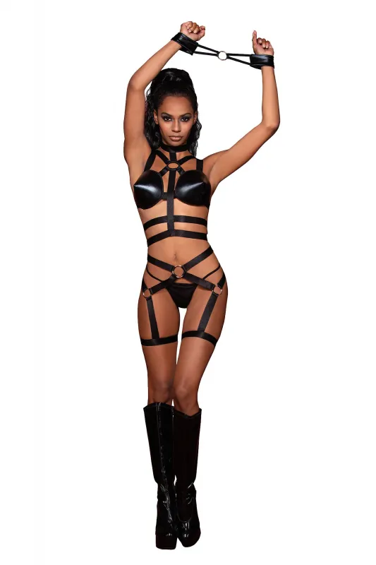 Dreamgirl Bodystockings Playsuits Bralette Garter Belt and Restraints One Size Black Dreamgirl Bodystockings Playsuits Bralette Garter Belt and Restraints One Size Black