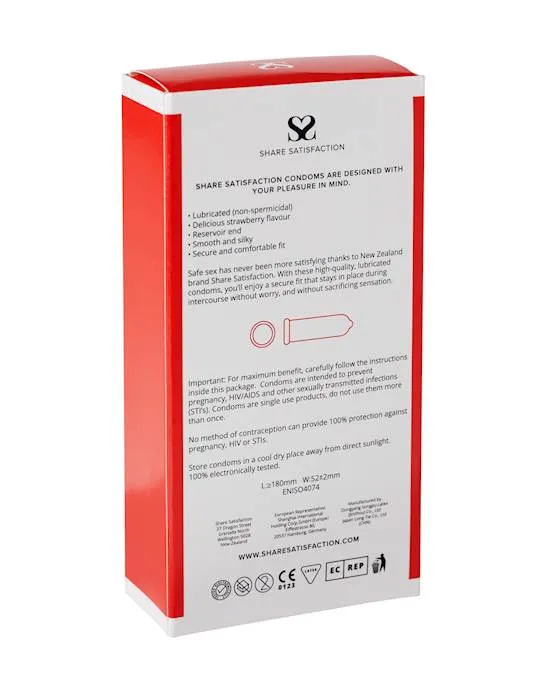 Female Sex Toys | Share Satisfaction Share Satisfaction Strawberry Flavoured Condom 12 Pack Female Sex Toys | Share Satisfaction Share Satisfaction Strawberry Flavoured Condom 12 Pack