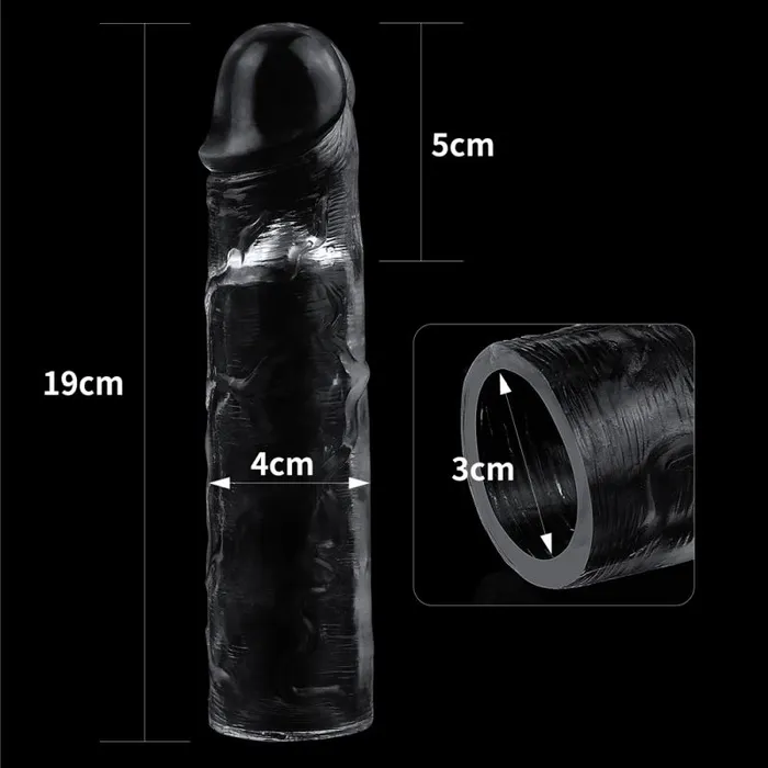 Lovetoy Clear Penis Extender Sleeve Plus 2in | Male Sex Toys