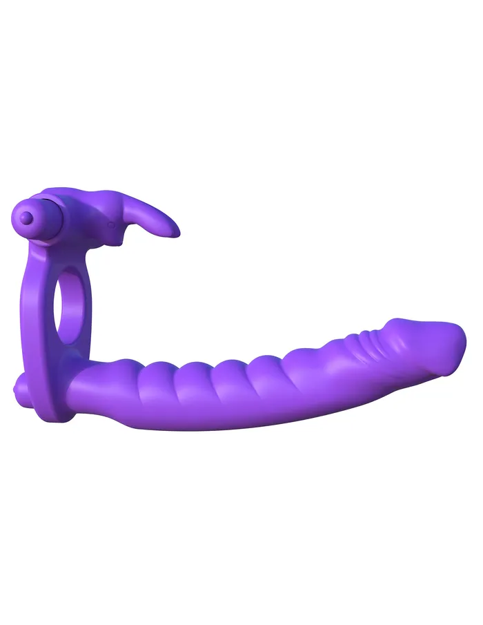 Vibrators Fantasy CRingz Silicone Double Penetrator Rabbit Purple Pipedream