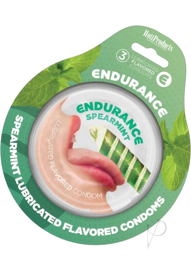Enhancers Endurance Condom Lubricated Flavored Endurance Condoms 3 Per Pack Spearmint