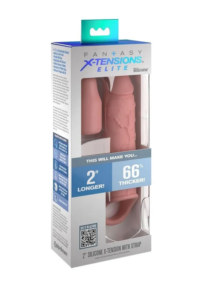 Fantasy X-Tensions Male Sex Toys | Fantasy X-Tensions Elite Silicone 6in Sleeve with Strap and 2in Plug