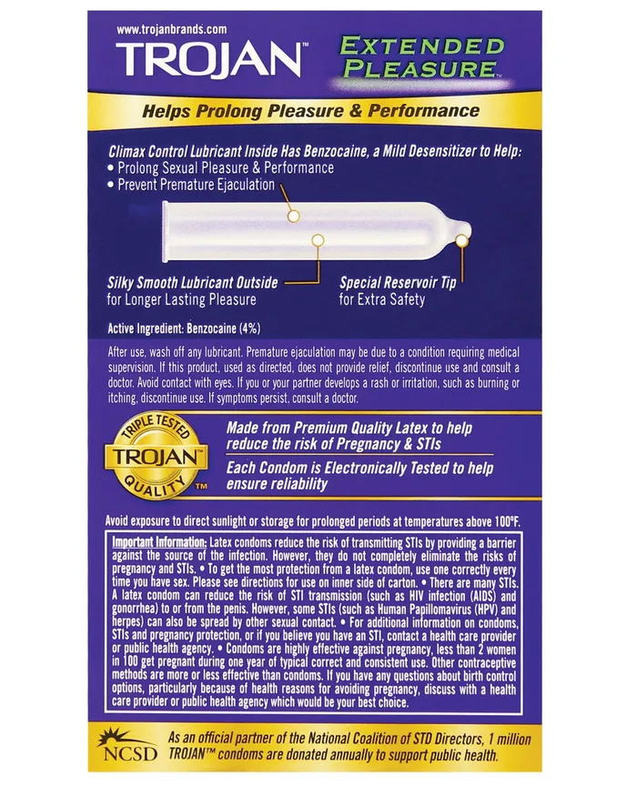 Female Sex Toys | Trojan Extended Pleasure Condoms - Box of 12 - Trojan Female Sex Toys | Trojan Extended Pleasure Condoms - Box of 12 - Trojan
