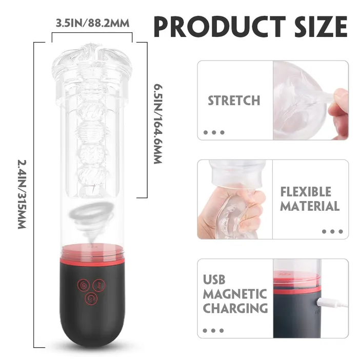 9 Patterns 34 Suctions Transparent Male Masturbator Realistic Stimulation Sorlove Male Sex Toys