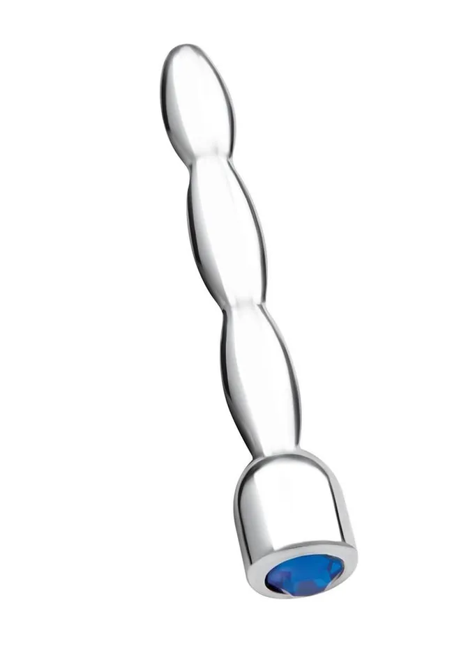 Anal Blue Line CandB Gear Blue Line Bling Bling Wavy Penis Plug 2in Stainless