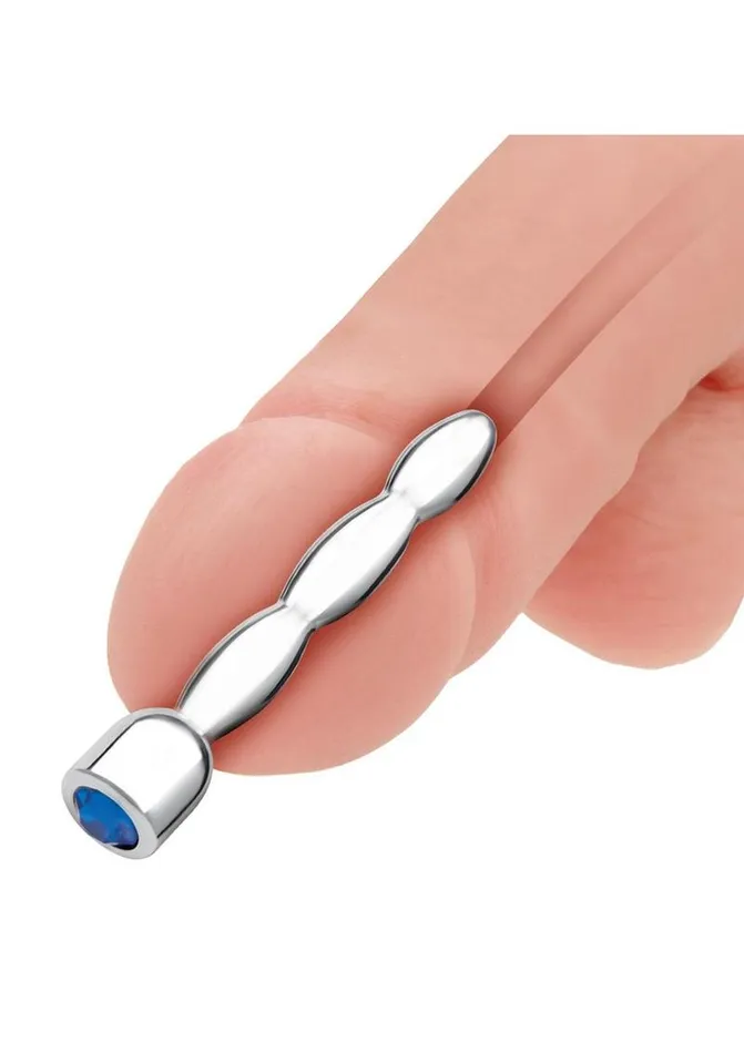 Anal Blue Line CandB Gear Blue Line Bling Bling Wavy Penis Plug 2in Stainless
