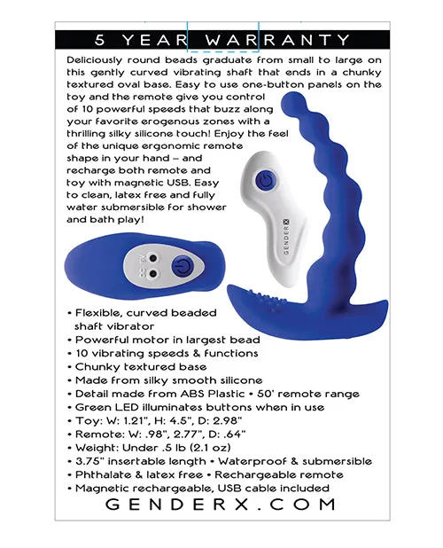 Anal Gender X Beaded Pleasure Anal Vibe Blue Evolved Novelties INC
