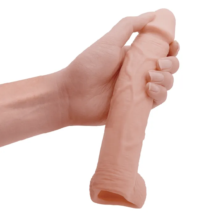 Baile Male Sex Toys Baile Large Realistic Penis Extender Sleeve Couples Cock Ring 21cm
