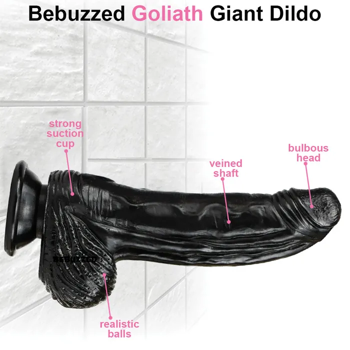 BeBuZZed Dildos Bebuzzed Goliath 85 Large Fat Dildo Veined Black BeBuZZed Dildos Bebuzzed Goliath 85 Large Fat Dildo Veined Black