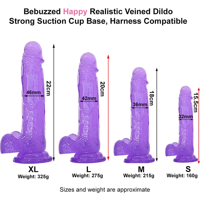 Bebuzzed Happy 8 Realistic Dildo Veined Balls Suction Cup Purple BeBuZZed Dildos Bebuzzed Happy 8 Realistic Dildo Veined Balls Suction Cup Purple BeBuZZed Dildos