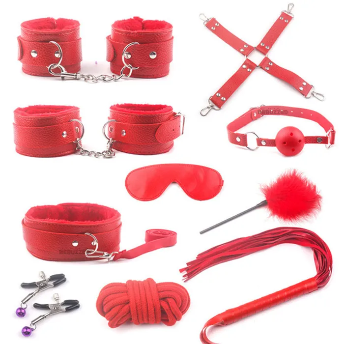 BeBuZZed Kinky BDSM Kit Couples Bondage Set Restraints Red BeBuZZed Couples BeBuZZed Kinky BDSM Kit Couples Bondage Set Restraints Red BeBuZZed Couples