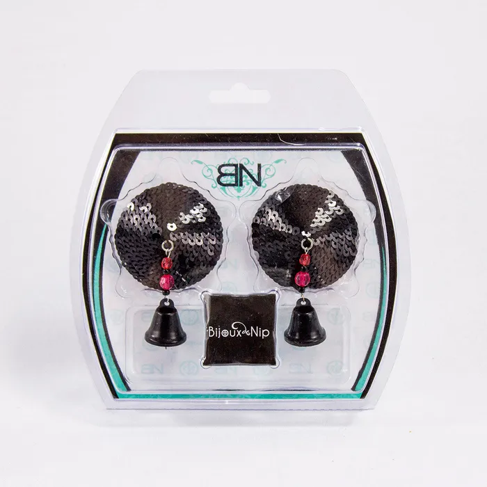 Bijoux de Nip Anal Bijoux de Nip Round Black Sequin Pasties w Bells