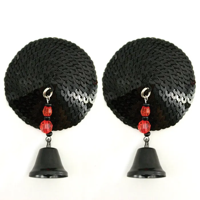 Bijoux de Nip Anal Bijoux de Nip Round Black Sequin Pasties w Bells
