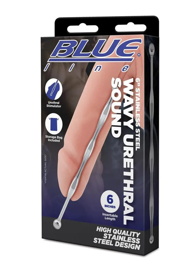 Blue Line Wavy Urethral Sound 6in Stainless Blue Line CandB Gear Male Sex Toys
