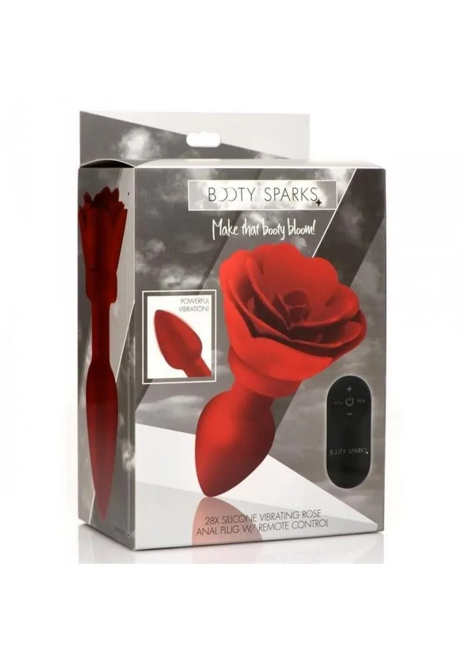 Booty Sparks Male Sex Toys Booty Sparks 28x Rechargeable Silicone Vibrating Rose Anal Plug with Remote Control