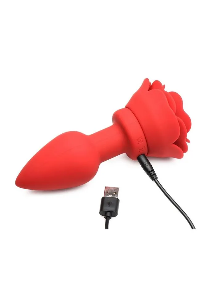 Booty Sparks Male Sex Toys Booty Sparks 28x Rechargeable Silicone Vibrating Rose Anal Plug with Remote Control