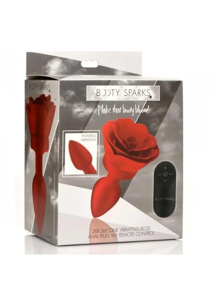 Booty Sparks Male Sex Toys Booty Sparks 28x Rechargeable Silicone Vibrating Rose Anal Plug with Remote Control