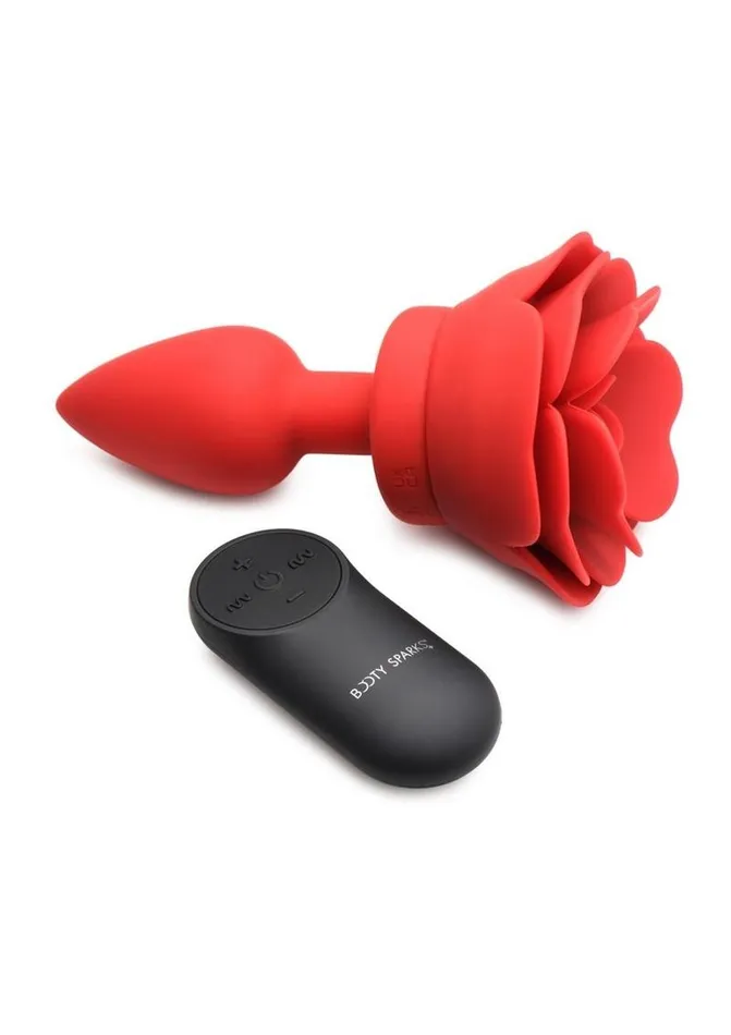 Booty Sparks Male Sex Toys Booty Sparks 28x Rechargeable Silicone Vibrating Rose Anal Plug with Remote Control