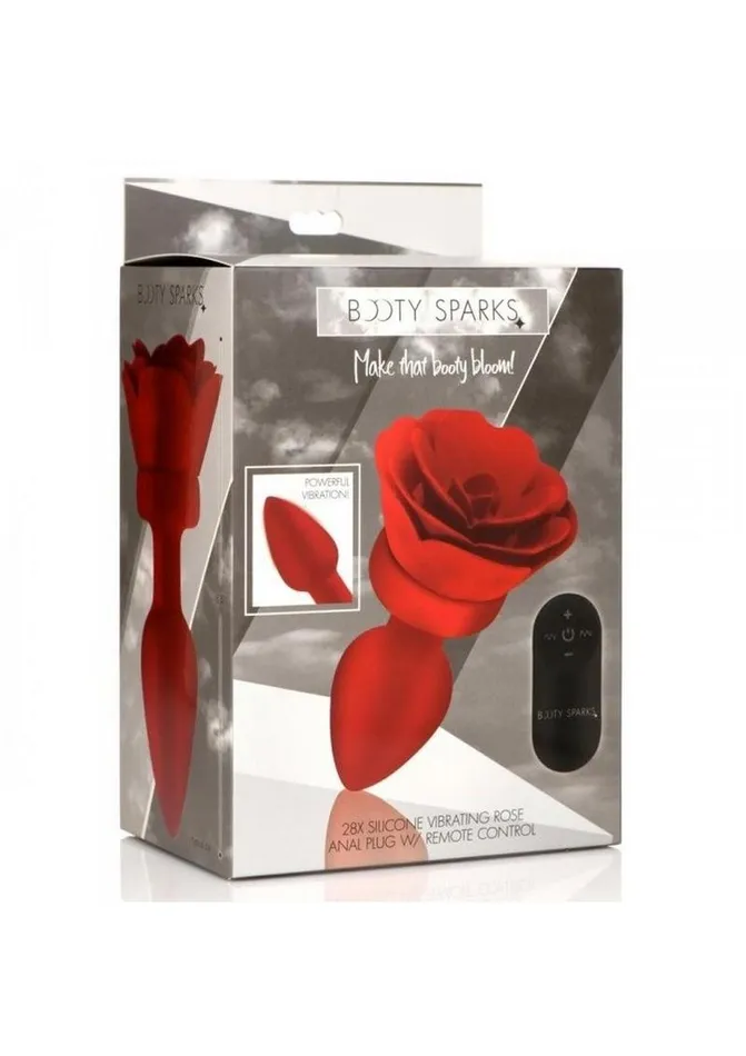 Booty Sparks Male Sex Toys Booty Sparks 28x Rechargeable Silicone Vibrating Rose Anal Plug with Remote Control