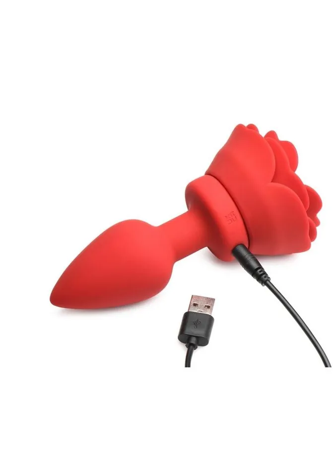 Booty Sparks Male Sex Toys Booty Sparks 28x Rechargeable Silicone Vibrating Rose Anal Plug with Remote Control