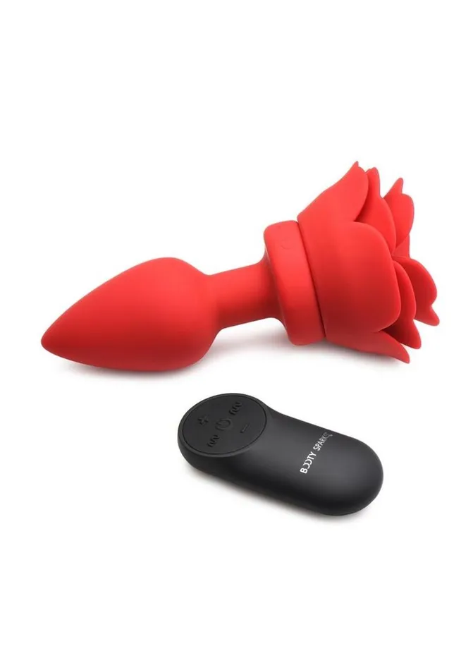 Booty Sparks Male Sex Toys Booty Sparks 28x Rechargeable Silicone Vibrating Rose Anal Plug with Remote Control