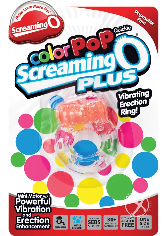 Color Pop Quickie Screaming O Plus Vibrating Ring Silicone Cock Ring Color Pop Male Sex Toys Color Pop Quickie Screaming O Plus Vibrating Ring Silicone Cock Ring Color Pop Male Sex Toys