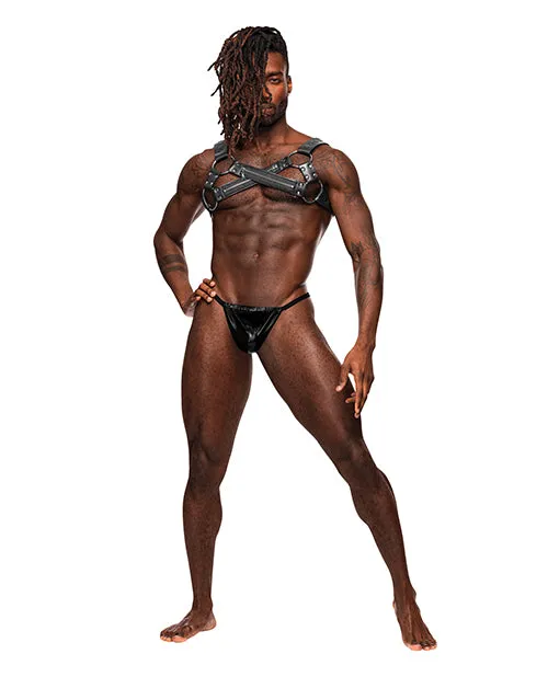 Comme Ci Comme Ca Anal Virgo Zipper Detail Chest Harness Black OS