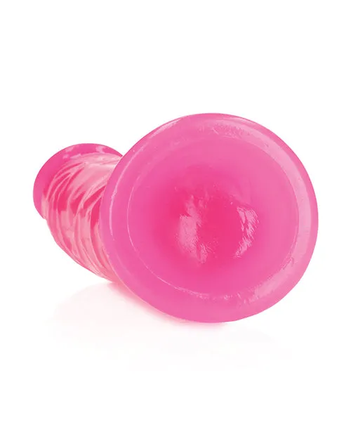 Dildos Shots America LLC RealRock 6 Slim Dildo Glow in the Dark Neon Pink