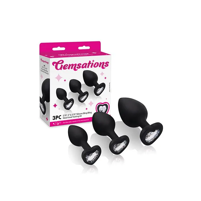 Electric Eel INC Gemsations Silicone Bling Bling Heart Anal Training Kit Black Anal