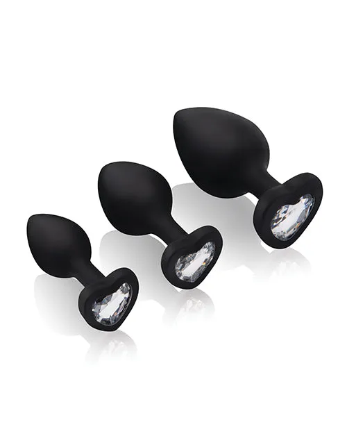 Electric Eel INC Gemsations Silicone Bling Bling Heart Anal Training Kit Black Anal
