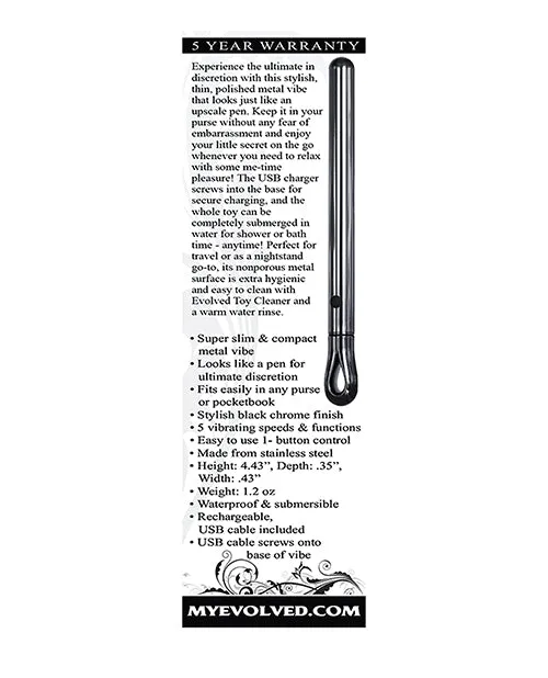 Evolved Novelties INC Vibrators Evolved Pen Pal Vibe Black