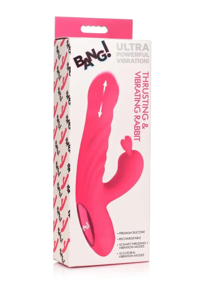 Female Sex Toys BANG Bang Thrusting and Vibrating Rechargeable Silicone Rabbit Vibrator