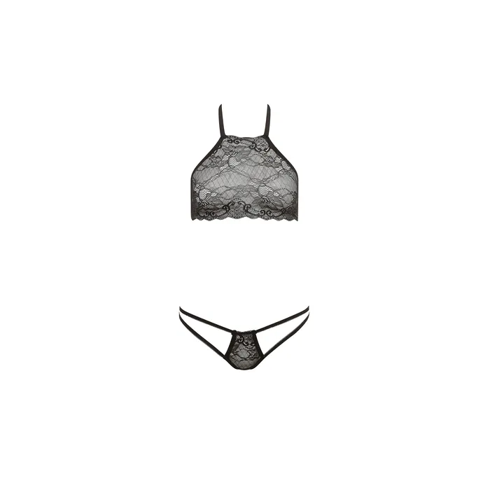 Female Sex Toys Barely Bare Dual Strap Panty Bralette Set Black Barely Bare