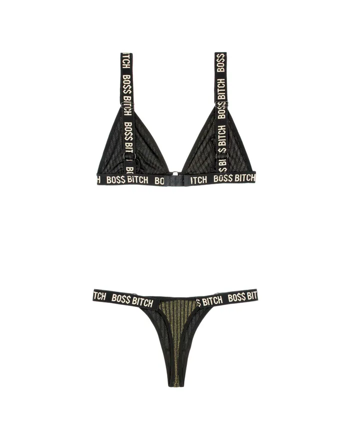 Female Sex Toys Fantasy Lingerie Vibes Boss Bitch Bralette Thong Panty