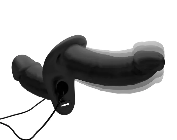 Female Sex Toys StrapU StrapU Power Pegger Silicone Vibrating Double Dildo w Harness