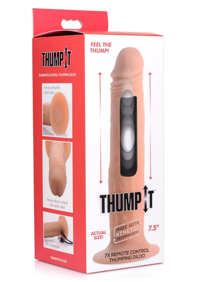 Female Sex Toys Thumpit Thump It Rechargeable Silicone Thumping Medium 75in Dildo with Remote Control