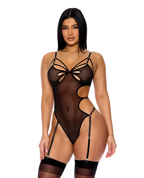 Forplay INC Anal Feeling Butterflies Mesh Garter Teddy Black XL