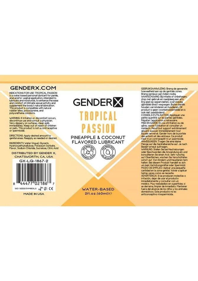 Gender X Tropical Passion Water Based Flavored Lubricant Gender X Anal