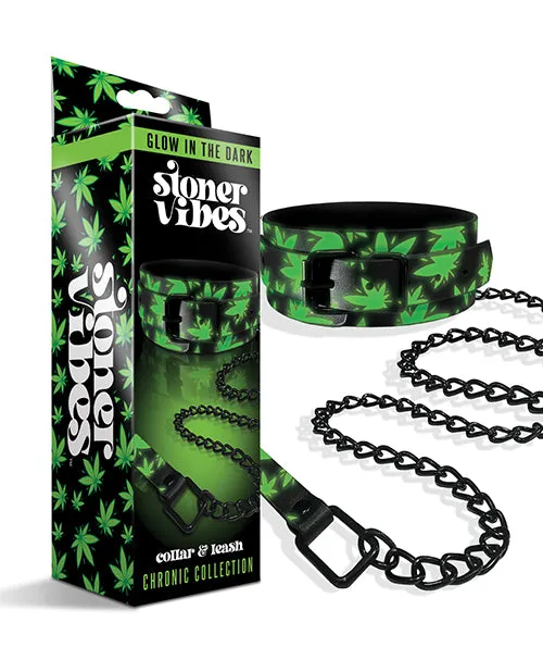 Global Novelties LLC Stoner Vibes Glow in the Dark Collar Leash Female Sex Toys Global Novelties LLC Stoner Vibes Glow in the Dark Collar Leash Female Sex Toys