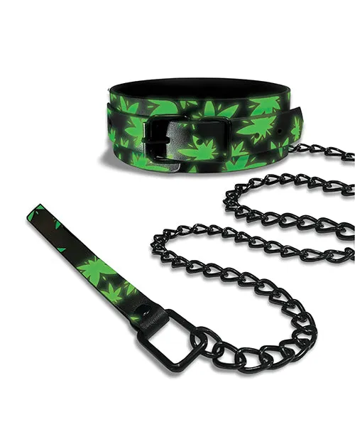 Global Novelties LLC Stoner Vibes Glow in the Dark Collar Leash Female Sex Toys