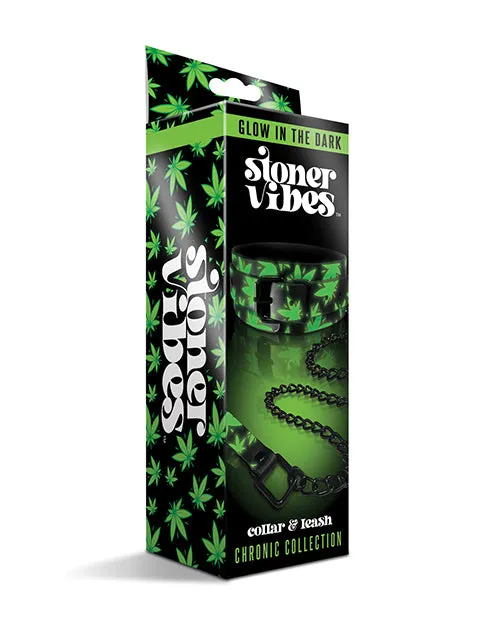 Global Novelties LLC Stoner Vibes Glow in the Dark Collar Leash Female Sex Toys
