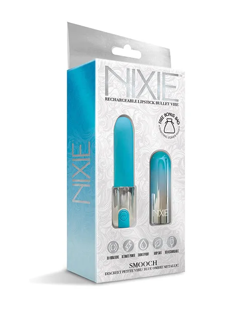 Global Novelties LLC Vibrators Nixie Smooch Lipstick Vibrator Blue Ombre
