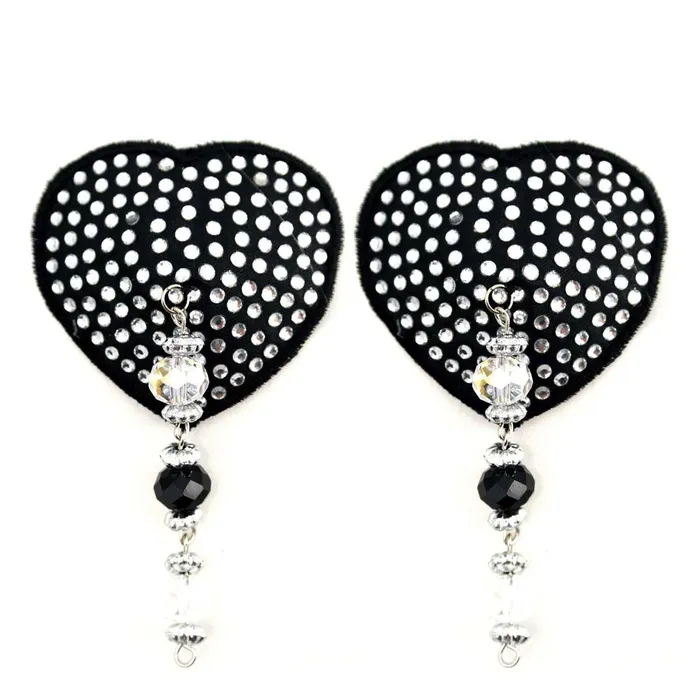 Heart Black Crystal Bead Pasties Bijoux de Nip Anal