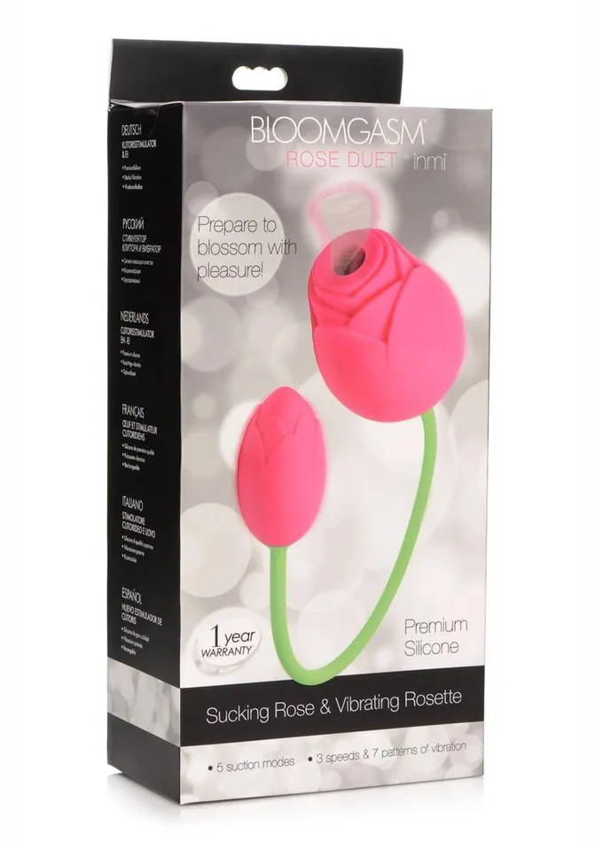 Inmi Bloomgasm Rose Duet 15x Silicone Rechargeable Vibrating and Sucking Clit Stimulator Bloomgasm Male Sex Toys Inmi Bloomgasm Rose Duet 15x Silicone Rechargeable Vibrating and Sucking Clit Stimulator Bloomgasm Male Sex Toys