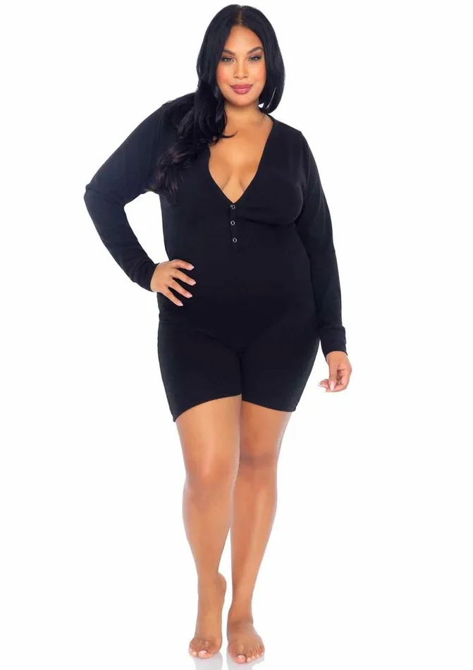 Leg Avenue Leg Avenue Brushed Rib Romper Long Johns with Cheeky Snap Closure Back Flap Female Sex Toys Leg Avenue Leg Avenue Brushed Rib Romper Long Johns with Cheeky Snap Closure Back Flap Female Sex Toys
