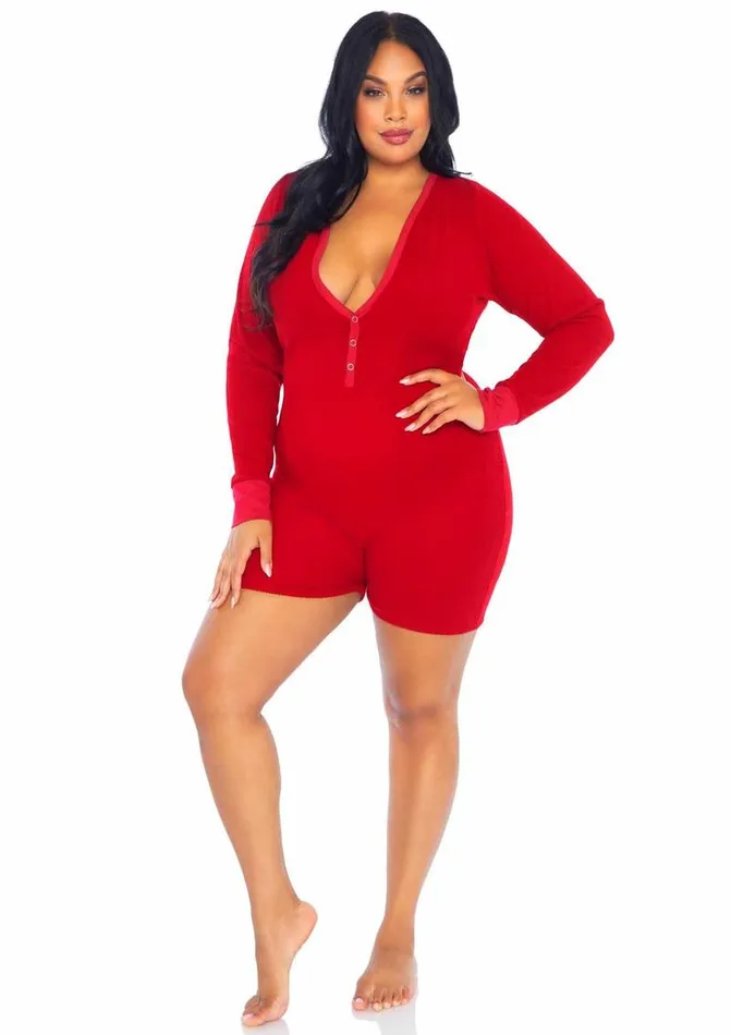 Leg Avenue Leg Avenue Brushed Rib Romper Long Johns with Cheeky Snap Closure Back Flap Female Sex Toys Leg Avenue Leg Avenue Brushed Rib Romper Long Johns with Cheeky Snap Closure Back Flap Female Sex Toys