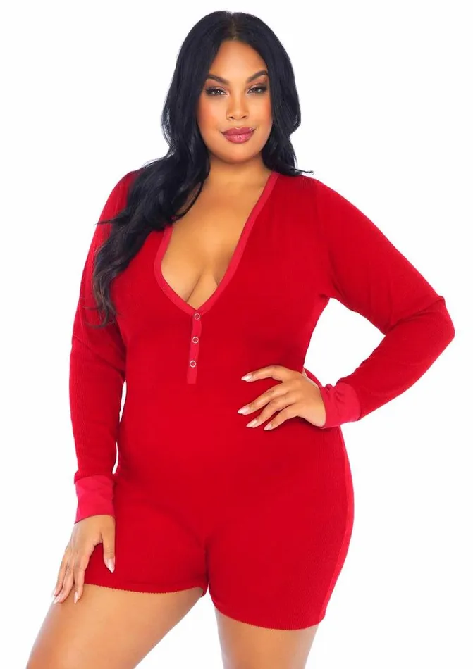 Leg Avenue Leg Avenue Brushed Rib Romper Long Johns with Cheeky Snap Closure Back Flap Female Sex Toys Leg Avenue Leg Avenue Brushed Rib Romper Long Johns with Cheeky Snap Closure Back Flap Female Sex Toys