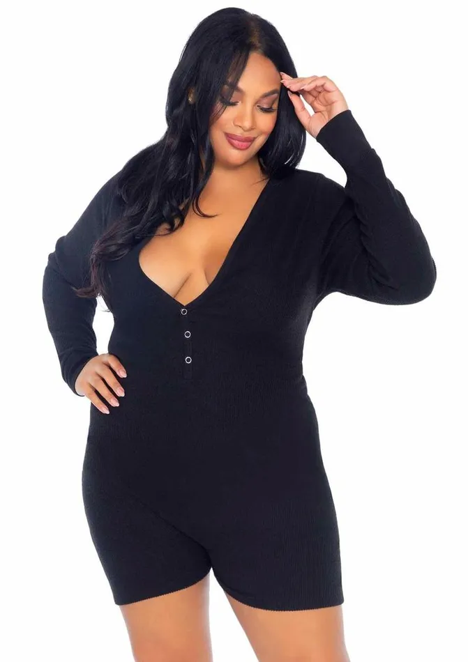 Leg Avenue Leg Avenue Brushed Rib Romper Long Johns with Cheeky Snap Closure Back Flap Female Sex Toys Leg Avenue Leg Avenue Brushed Rib Romper Long Johns with Cheeky Snap Closure Back Flap Female Sex Toys