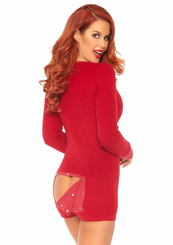 Leg Avenue Leg Avenue Brushed Rib Romper Long Johns with Cheeky Snap Closure Back Flap Female Sex Toys Leg Avenue Leg Avenue Brushed Rib Romper Long Johns with Cheeky Snap Closure Back Flap Female Sex Toys